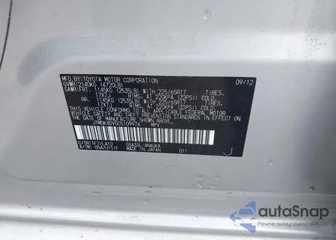 2012 Toyota Rav4 Limited V6 z USA, uszkodzony, nr VIN JTMDK4DV5C5109974